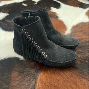 Minnetonka Black Suede Booties